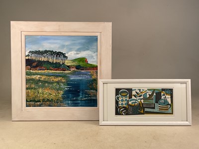 Lot 380 - WENDY MARKHAM; oil on board, estuary with...