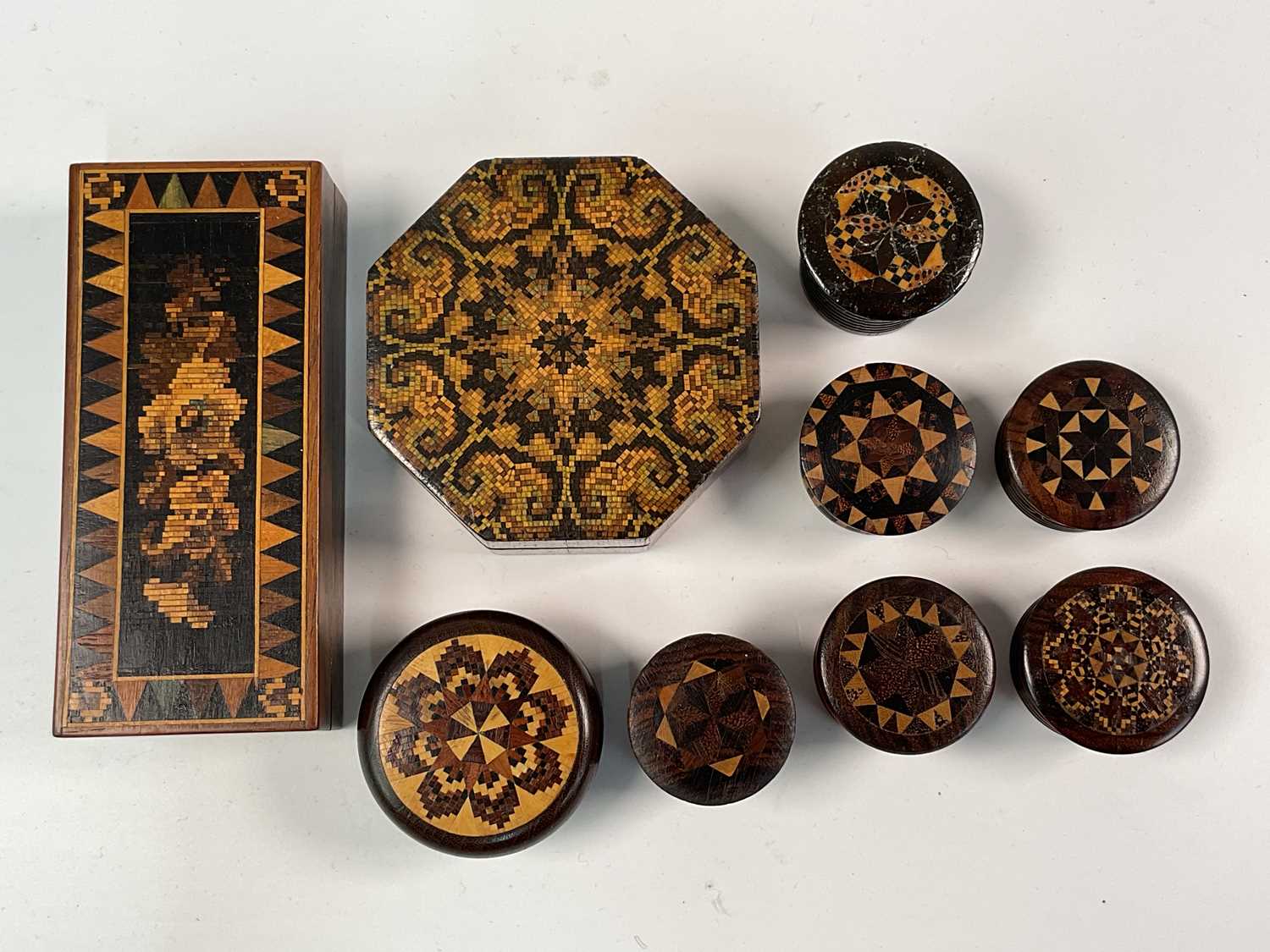 Lot 34 - A collection of Tunbridge ware, all with...