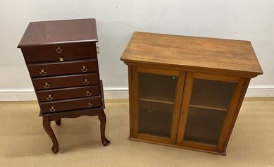 Lot 705 - A pine glass fronted cupboard, height 70cm,...