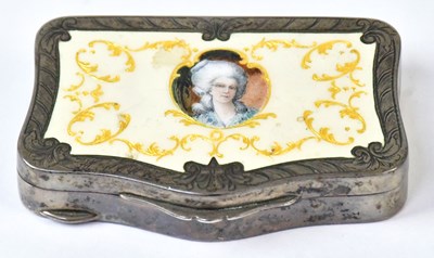Lot 548 - A Continental white metal patch box with...