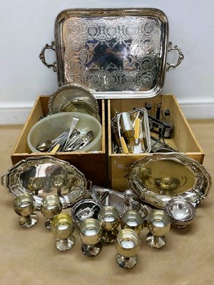Lot 603 - A quantity of silver plate, contained within...