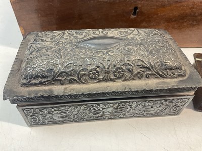 Lot 19 - A Far Eastern white metal cigarette box...