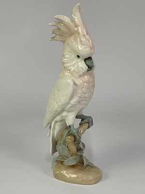 Lot 183 - ROYAL DUX; a porcelain model of a cockatoo,...
