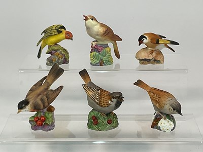 Lot 295 - ROYAL WORCESTER; six porcelain bird models,...