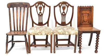 Lot 26 - Four 19th century chairs, comprising an oak...