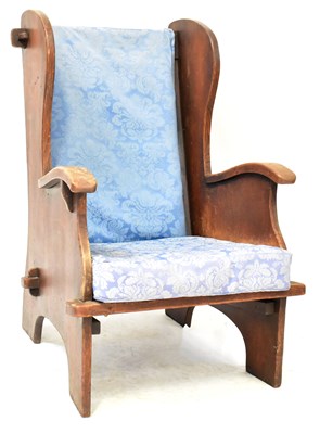 Lot 25 - A 19th century elm and oak lambing chair, on...