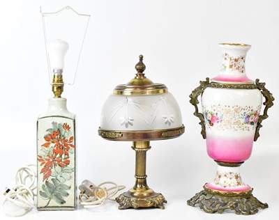 Lot 124 - Three table lamps comprising a French 19th...