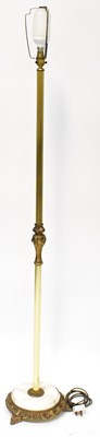 Lot 118 - A brass standard lamp with reeded column, on a...