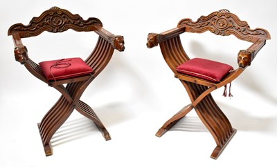 Lot 40 - A pair of 20th century Savonarola-style...