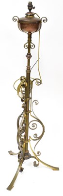 Lot 119 - A Continental brass oil standard lamp of...