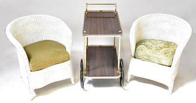 Lot 28 - A pair of Lloyd Loom style tub armchairs...
