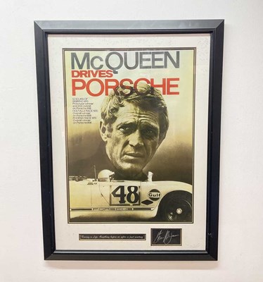 Lot 372 - A Steve McQueen Drives Porsche poster, a...