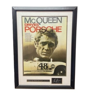 Lot 388 - A Steve McQueen Drives Porsche poster, a...
