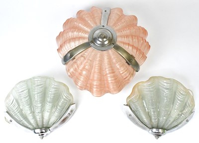 Lot 126 - An Art Deco pink glass ceiling...