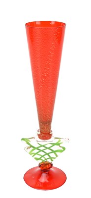 Lot 1457 - A contemporary art glass vase of conical form,...