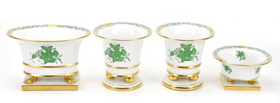 Lot 1318A - HEREND; four pedestal vases, painted with...