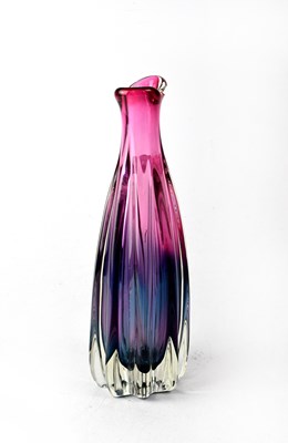 Lot 731 - WHITEFRIARS; an amethyst and peacock glass...