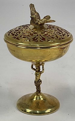 Lot 438 - A George V hallmarked silver gilt pomander and...