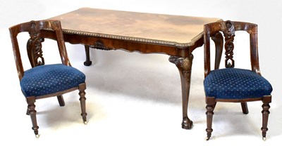 Lot 12 - A Georgian-style walnut dining table, with...