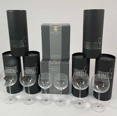 Lot 316 - DARTINGTON & RIEDEL; wine glasses, six of each...