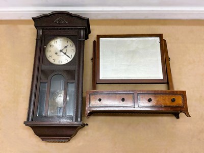 Lot 348 - A 20th century oak wall clock, height 78cm,...