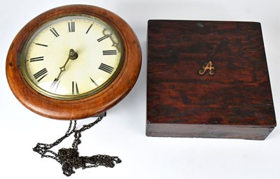 Lot 131 - A Victorian oak school clock, the painted dial...