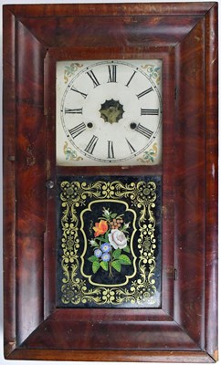 Lot 132 - An American mahogany wall clock, the painted...
