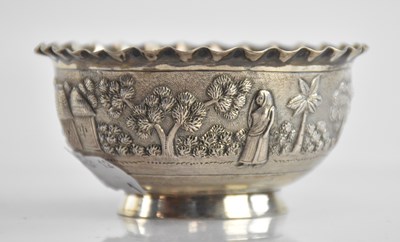 Lot 216 - An Indian white metal bowl, with embossed...