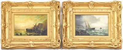 Lot 433 - A pair of oils on board, each depicting ships...