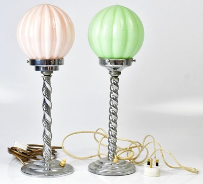 Lot 125 - Two chrome Art Deco table lamps, one with a...