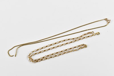 Lot 940 - Two 9ct gold chain necklaces, one box link the...