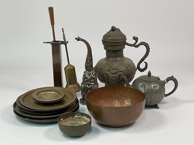Lot 155 - A Tibetan ewer, height 33cm, together with...