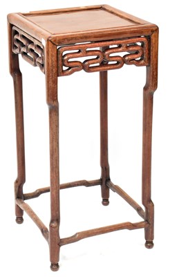 Lot 12 - A Chinese hardwood square topped jardinière...