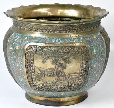Lot 231 - A Japanese Meiji period brass jardinière, with...