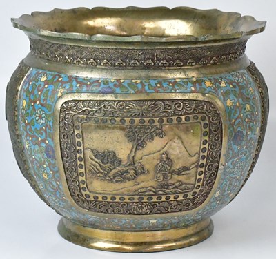 Lot 231 - A Japanese Meiji period brass jardinière, with...