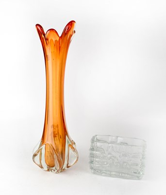 Lot 729 - WHITEFRIARS; a tall slender lobed orange glass...