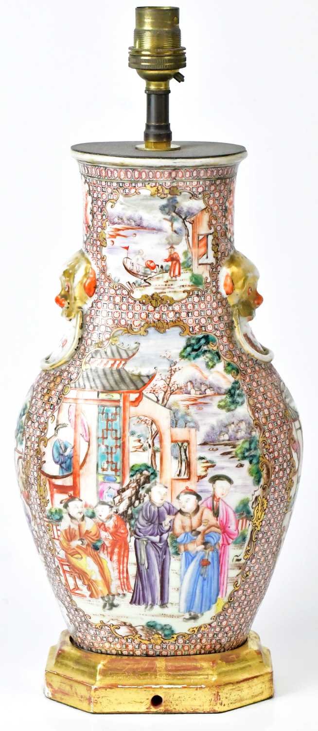 Lot 258 - A 19th century Cantonese vase, converted to a...
