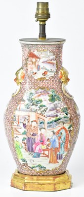 Lot 258 - A 19th century Cantonese vase, converted to a...