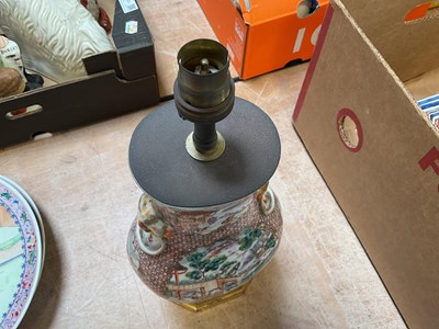 Lot 258 - A 19th century Cantonese vase, converted to a...