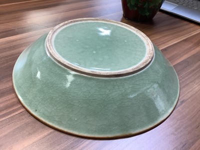 Lot 260 - A Chinese crackle glaze celadon bowl, diameter...