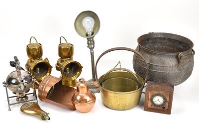 Lot 2131 - LUCAS; a pair of brass lamps, one with ‘King...