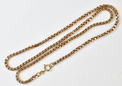 Lot 938 - A 9ct yellow gold box link chain necklace,...