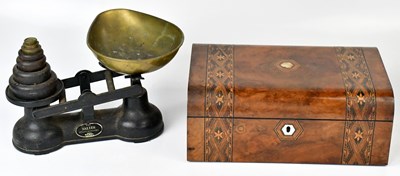 Lot 385 - A Victorian walnut Tonbridge ware box with...