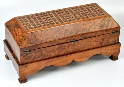Lot 371 - A 20th century marquetry inlaid walnut box,...