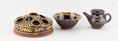 Lot 115 - CLIVE BOWEN (born 1943); a slipware teapot...