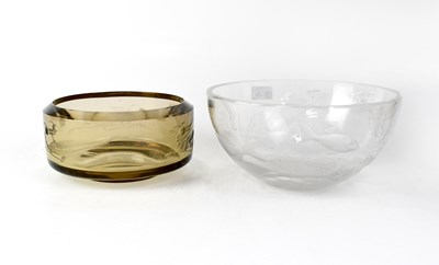 Lot 692 - IN THE STYLE OF LALIQUE; a glass bowl with...