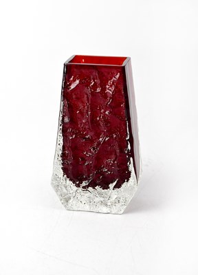 Lot 715 - WHITEFRIARS; a ruby coffin vase, bark design,...