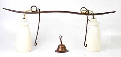 Lot 117 - A ceiling light comprising a pair of alabaster...