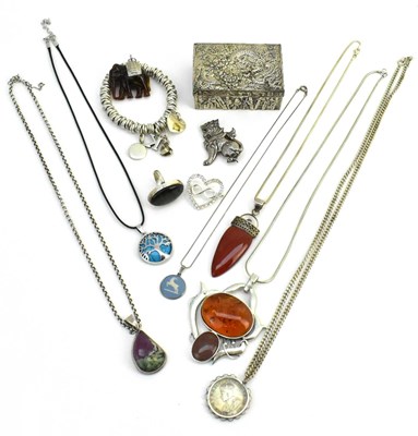Lot 1446 - Various items of silver and silver coloured...