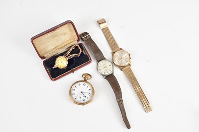 Lot 1152 - A 9ct yellow gold lady's wristwatch, the dial...